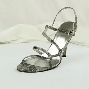Stuart Weitzman 10M Women's Adjustable Ankle Strap Animal Glitter Print Heels